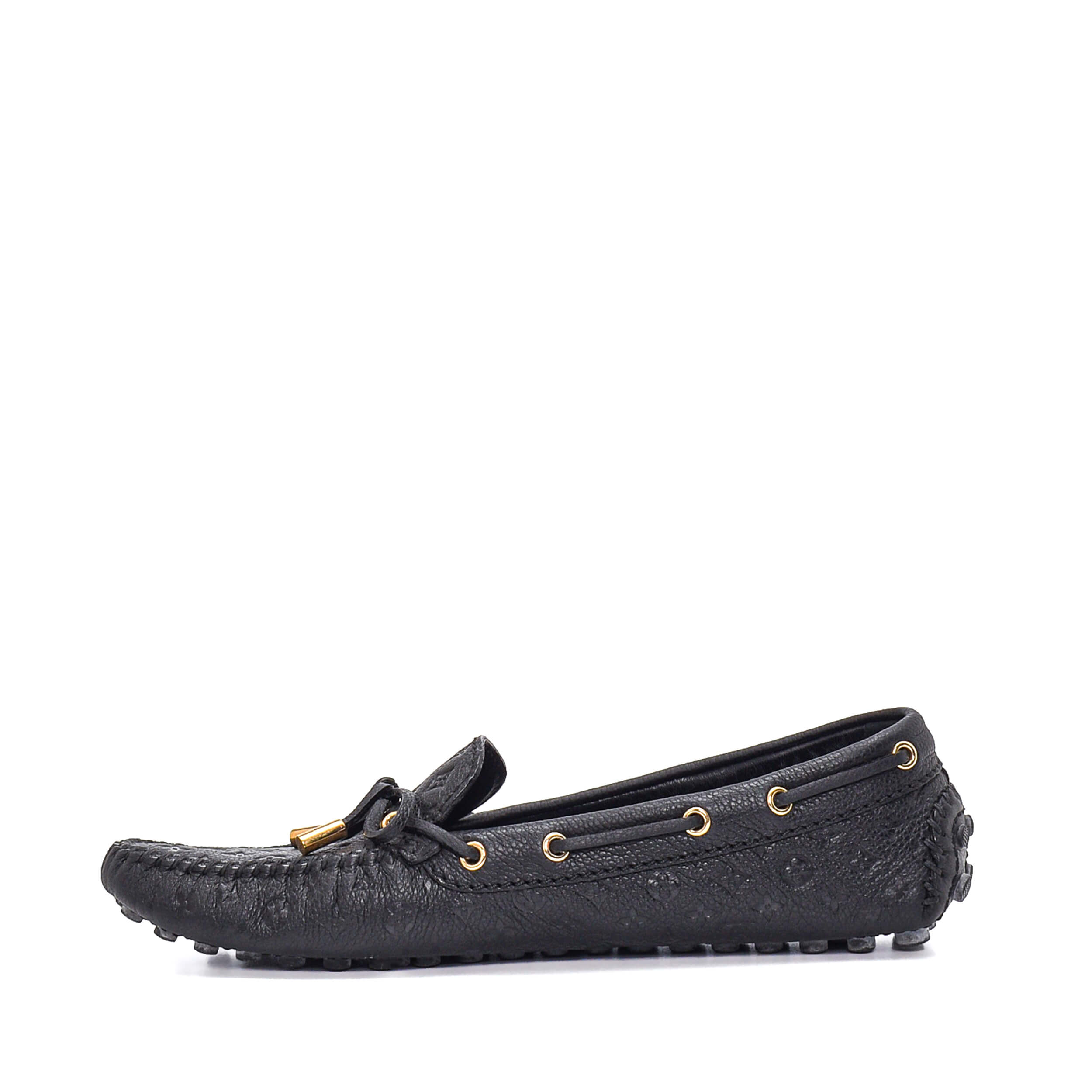 Louis Vuitton - Black Empreinte Monogram Gloria Flat Loafers